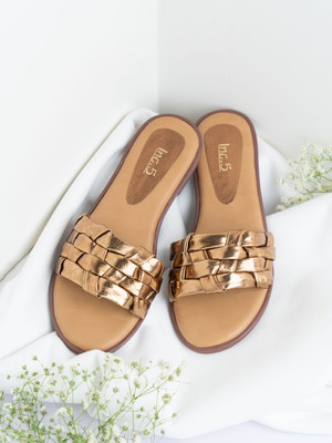 Inc.5 Women Flats(Gold , 4)