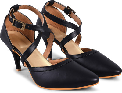 Froh Feet Women Heels(Black , 3)