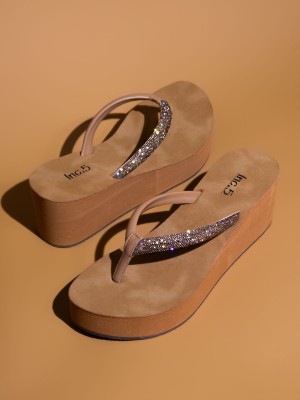 Inc.5 Women Wedges(Beige , 6)