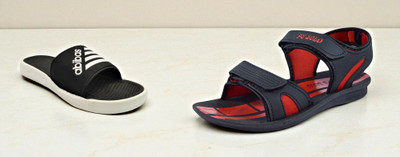 Classica Men Sandals(Black, Red, Blue , 8)