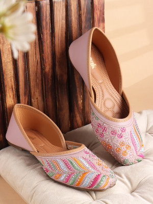 ANOUK Ethnic Embroidred Jutis and Mojaris Bellies For Women(Purple , 3)