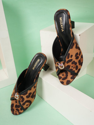MOZAFIA Women Heels(Brown , 4)