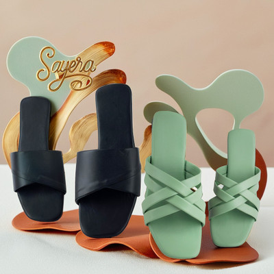 SAYERA Women Flats(Green, Blue , 4)