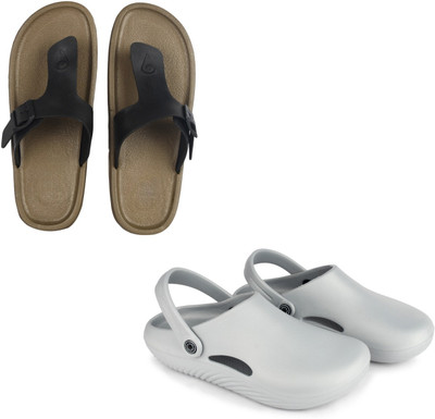 Vomoya Men Sandals(Black, Grey , 7)