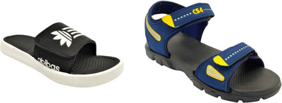 Classica Men Sandals(Black, Blue, Yellow , 9)