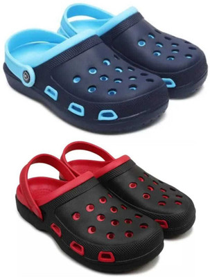 house of common Men Clogs(Blue, Red , 10)
