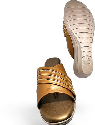 PMS Women Wedges(Gold , 3)