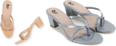 Zaif Women Heels(Grey, Beige , 8)