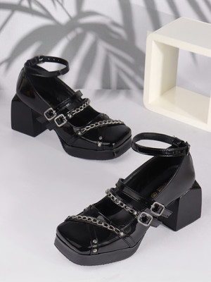 TRYME Women Heels(Black , 3)