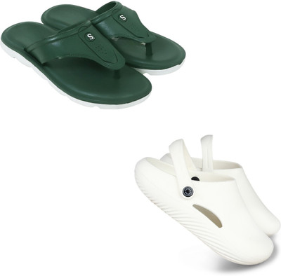 Vomoya Men Sandals(Green, White , 7)