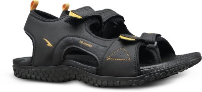 asian Men Sandals(Black, Yellow , 8)