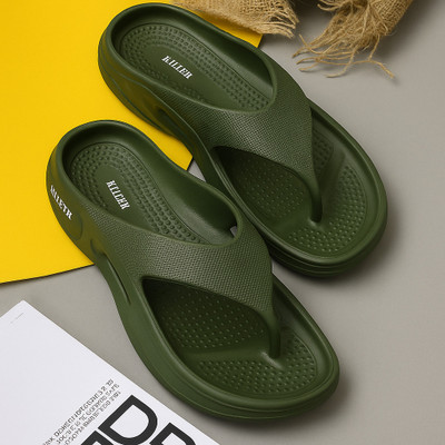 KILLER Men Flip Flops(Olive , 9)
