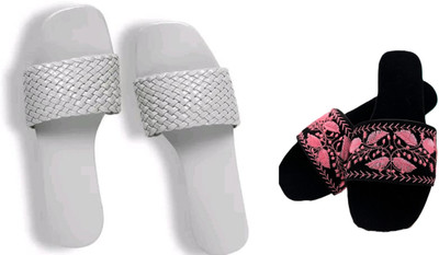 Dualstep Women Flats(Grey, Black, Pink , 8)