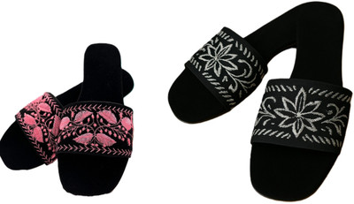 Dualstep Women Flats(Black, Pink, Black , 8)