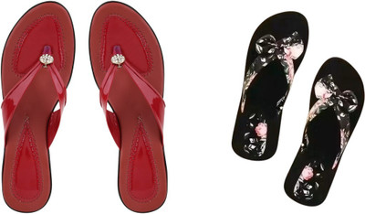 Komfy Women Heels(Red, Multicolor , 3)