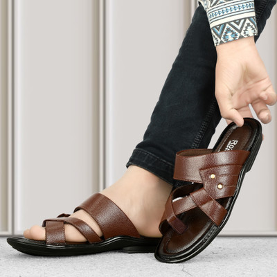 ROZALWO Men Flats(Black, Brown , 9)