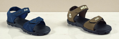 Classica Men Sandals(Brown, Blue , 6)