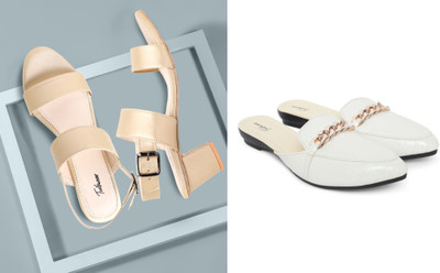 Todhwear Women Heels(Gold, White , 8)