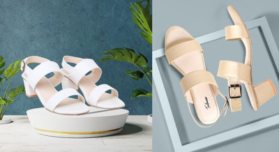 Todhwear Women Heels(Gold, White , 8)