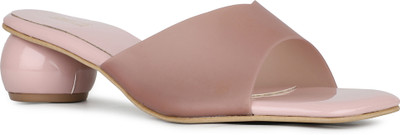 Inc.5 Transparent Round Toe Party Wear Heel Mules Women Heels(Orange , 4)