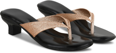 Komfy Women Heels(Beige, Black , 5)