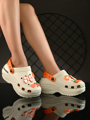 Footup NewlyLaunch|Classic Soft|Cushion|Comfortable|Premium|Stylish Women Clogs(Orange , 8)