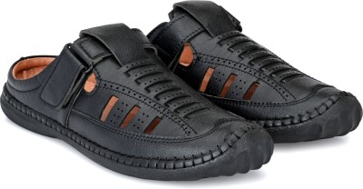 KIATU Synthetic Leather Casual Men Sandals(Black , 6)