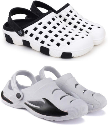 KAPYANSH Men Clogs(Black, Grey , 6)