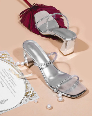 Froh Feet Women Heels(Silver , 3)