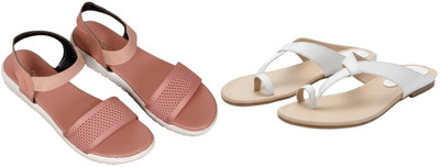 Kuhu Creations Women Flats(Pink, White , 5)
