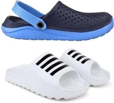 Kapani Fashion Men Clogs(Blue, White , 7)