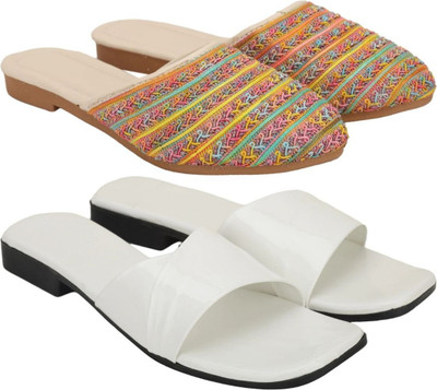 RTC ROYAL TRADING COMPANY Women Flats(White, Multicolor , 4)