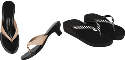 Komfy Women Heels(Brown, Black , 3)