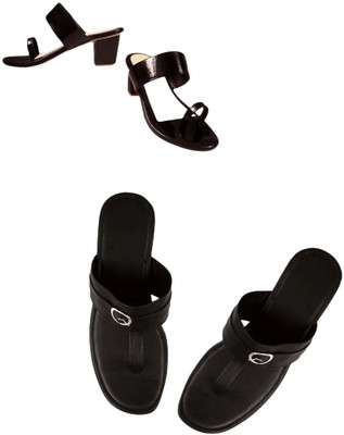 Goraiya Women Heels(Black, Black , 7)