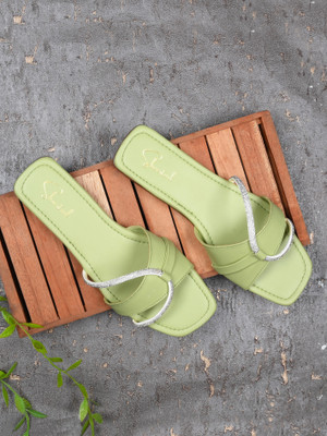 Shoestail Women Flats(Green , 5)