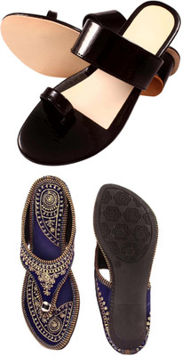 Goraiya Women Flats(Black, Grey, Blue, Gold , 4)