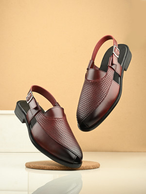 House of Pataudi Men Sandals(Maroon , 7)