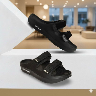 RIKBROS Men Flats(Black , 7)