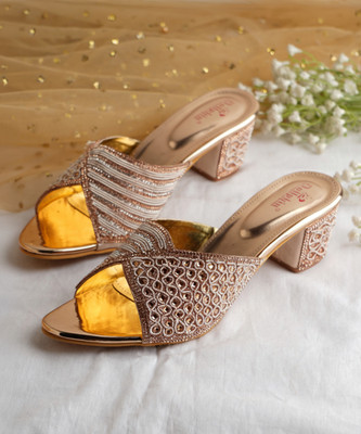 Dollphin Women Heels(Gold , 8)