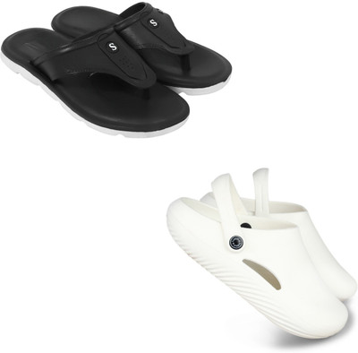 Vomoya Men Sandals(Black, White , 6)