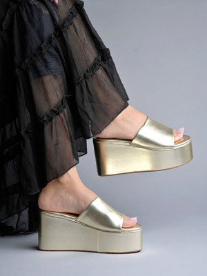 SHOETOPIA Women Heels(Gold , 6)