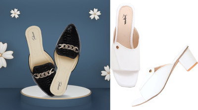 Todhwear Women Heels(White, Black , 8)