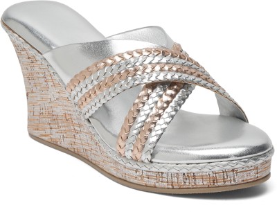 Bruno Manetti Women Wedges(Silver , 8)