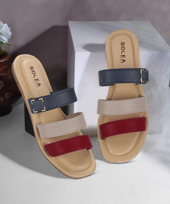 Paragon K6019L Women Sandals Stylish Comfortable Durable Dailywear Easy Slip On Flats Women Flats(Navy , 7)
