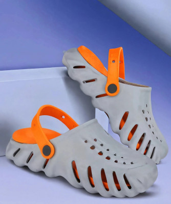 NOBELITE Men Clogs(Grey, Orange , 10)
