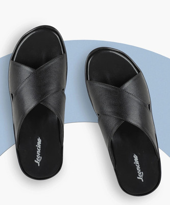 LEONCINO Sandals | Trendy Chappal | Comfortable Daily Ethnic Wear Casual Gents Slippers | Men Sandals(Black , 9)