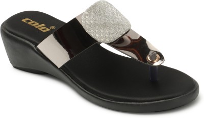 Modone Women Wedges(Black , 5)