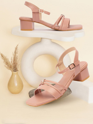 Picktoes PT-S381 Lightweight Comfort Summer Trendy Premium Stylish Party disigin Women Heels(Pink , 7)