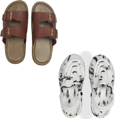 Vomoya Men Sandals(Tan, White , 6)