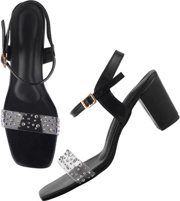TRYME Women Heels(Black , 6)